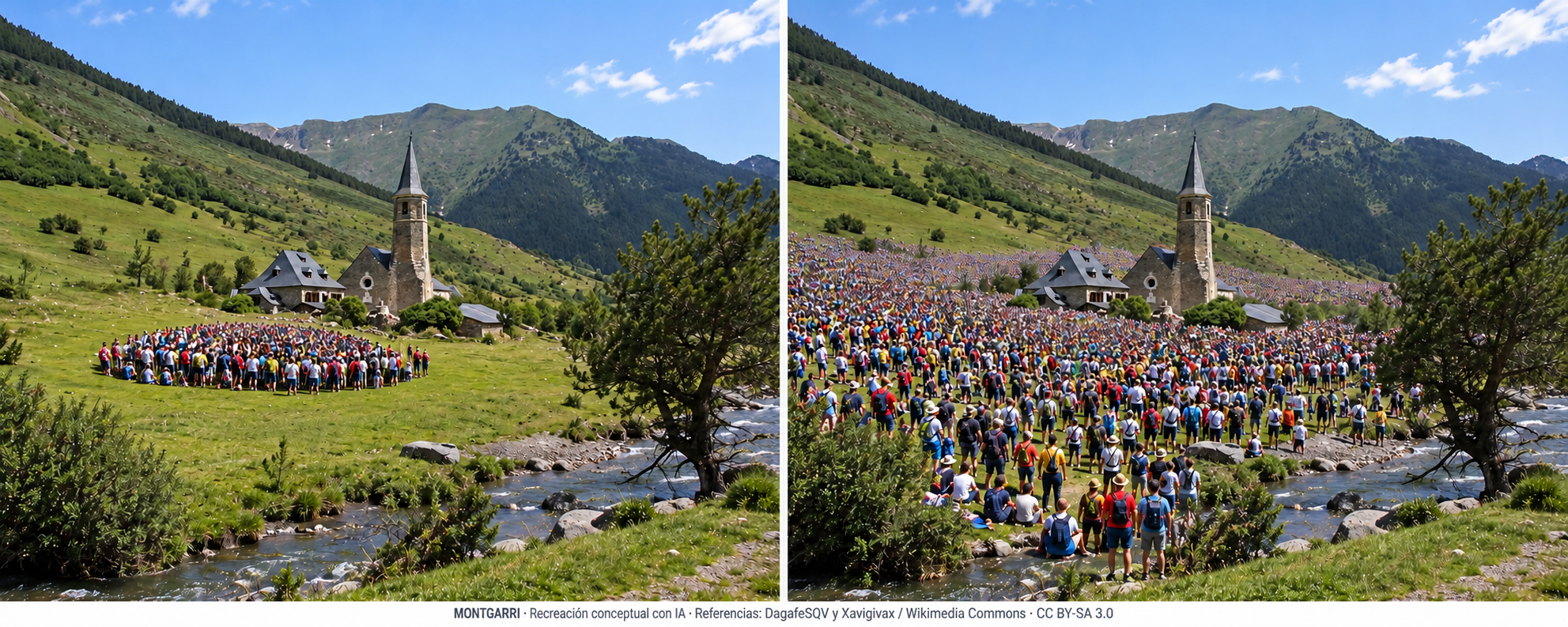 Fotomontaje ilustrativo de Montgarri, Val d’Aran, utilizado en el flyer de Rocalisa